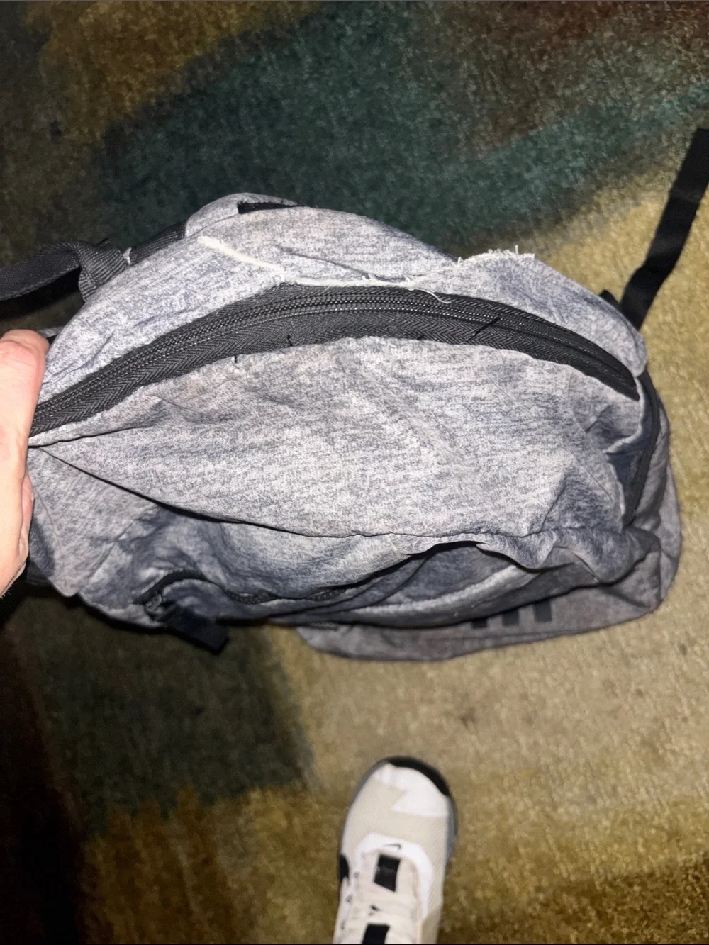 adidas Heather Gray Backpack with Black Stripes